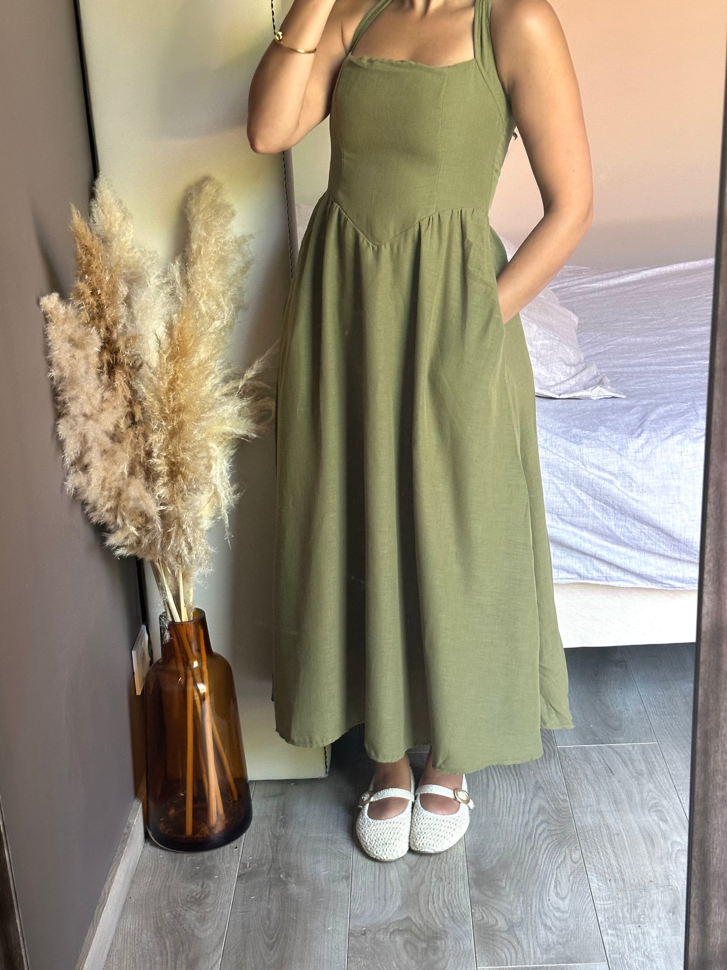 Robe longue effet lin