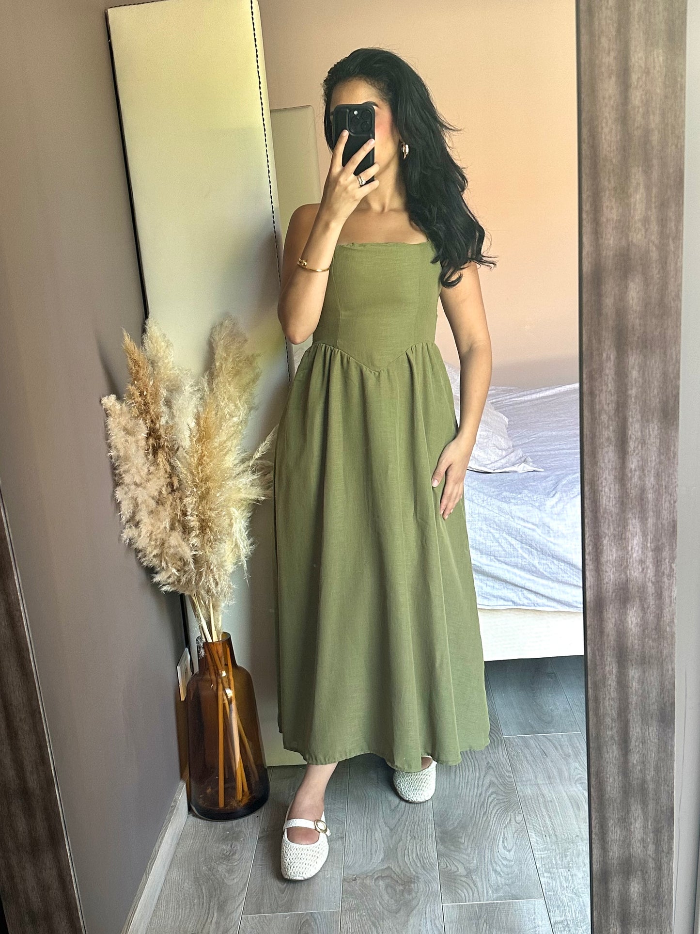 Robe longue effet lin